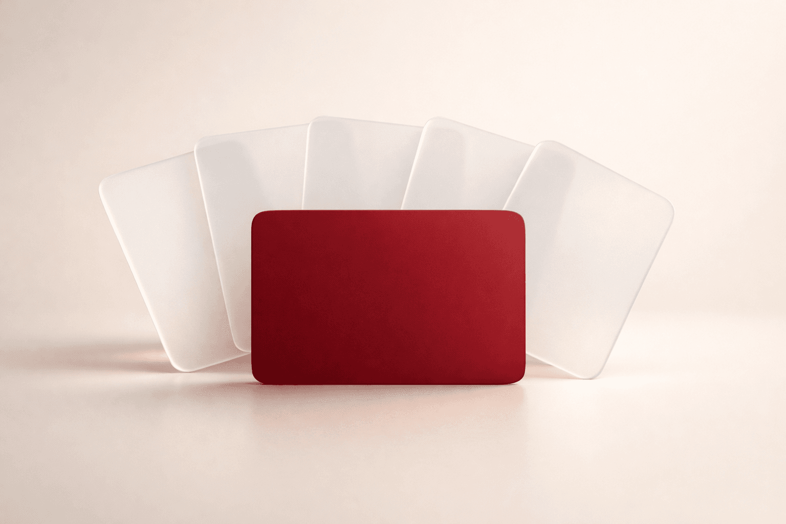 A fan of translucent app cards collapsing behind a single solid Draper card — the visual stand-in for an AI marketing stack consolidated into one tool.