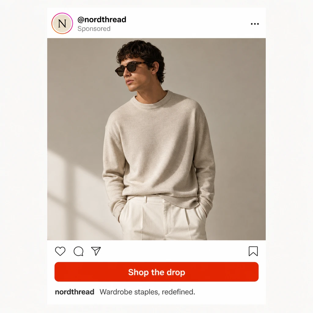 Example Instagram ad written by Draper for a fashion brand