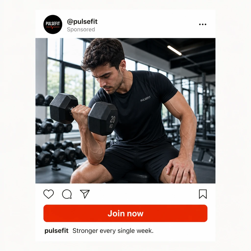 Example Instagram ad written by Draper for a fitness brand