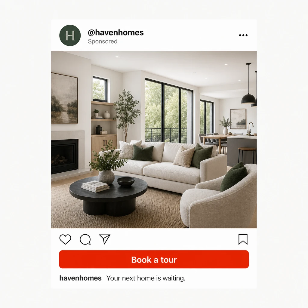 Example Instagram ad written by Draper for a real-estate brand