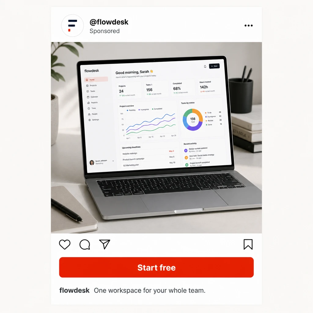 Example Instagram ad written by Draper for a B2B SaaS brand