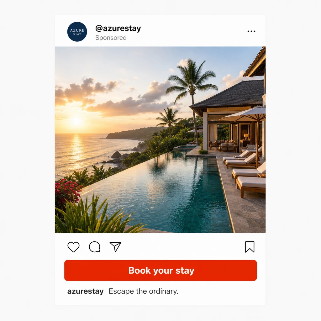 Example Instagram ad written by Draper for a travel brand