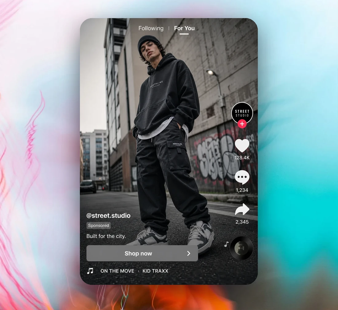 A native TikTok in-feed ad for a streetwear brand, generated by Draper